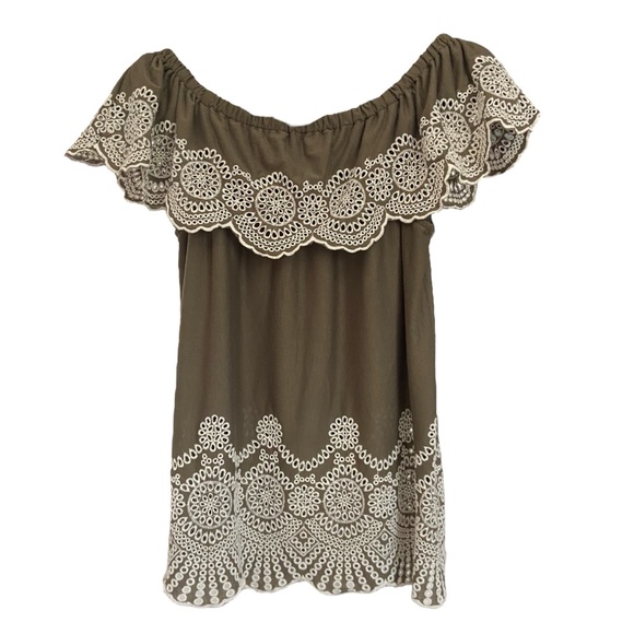 Fever Tops - Army Green “Fever” Embellished Blouse M women’s off the shoulder